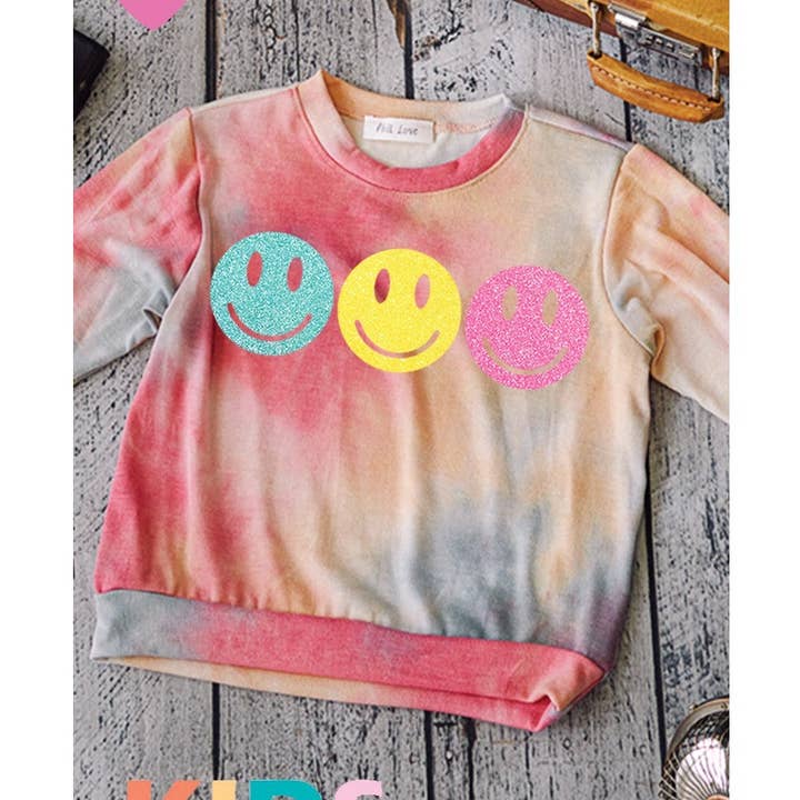 Sweat-shirt doux à imprimé pailleté Kids Smile pour la vente par Phil Love