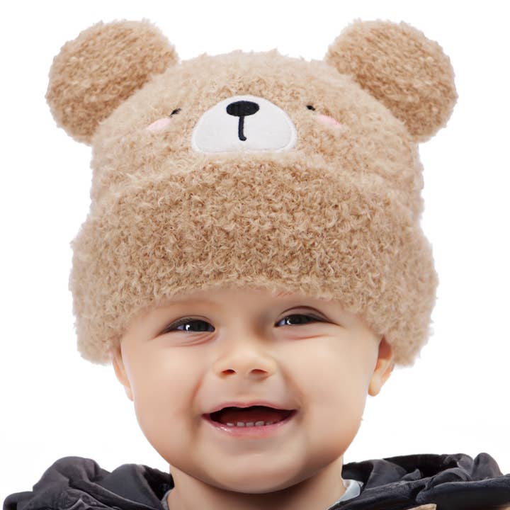 Cap Zone - Wholesale Beanie - Kids - Little Kids Teddy Bear Terry Fleece Beanie