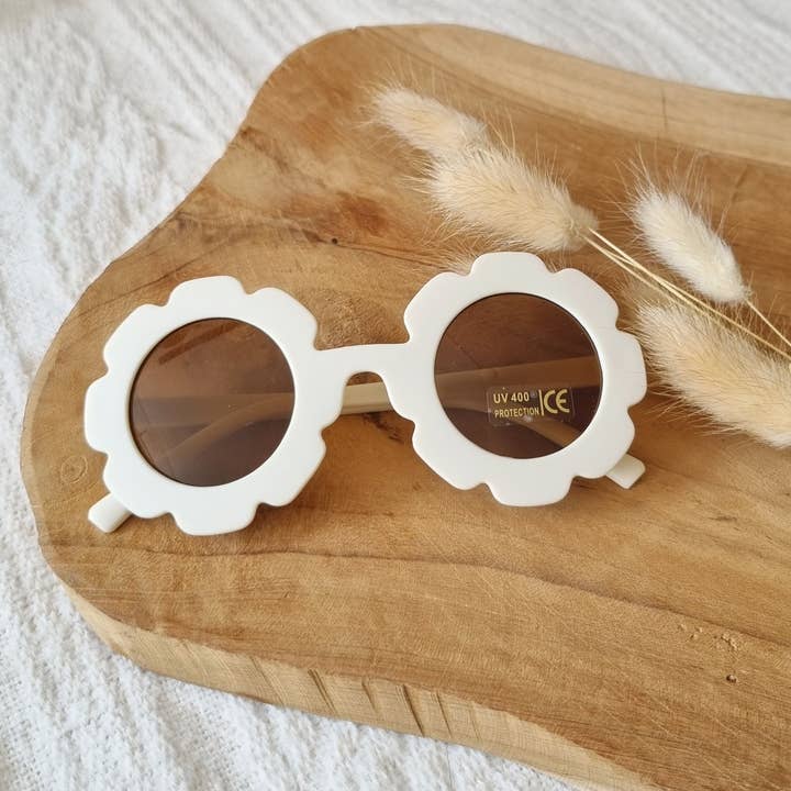 Rammelaartje - Vente Lunettes de soleil – enfant - Lunettes de soleil pour enfants UV400 en forme de fleur - Beige0