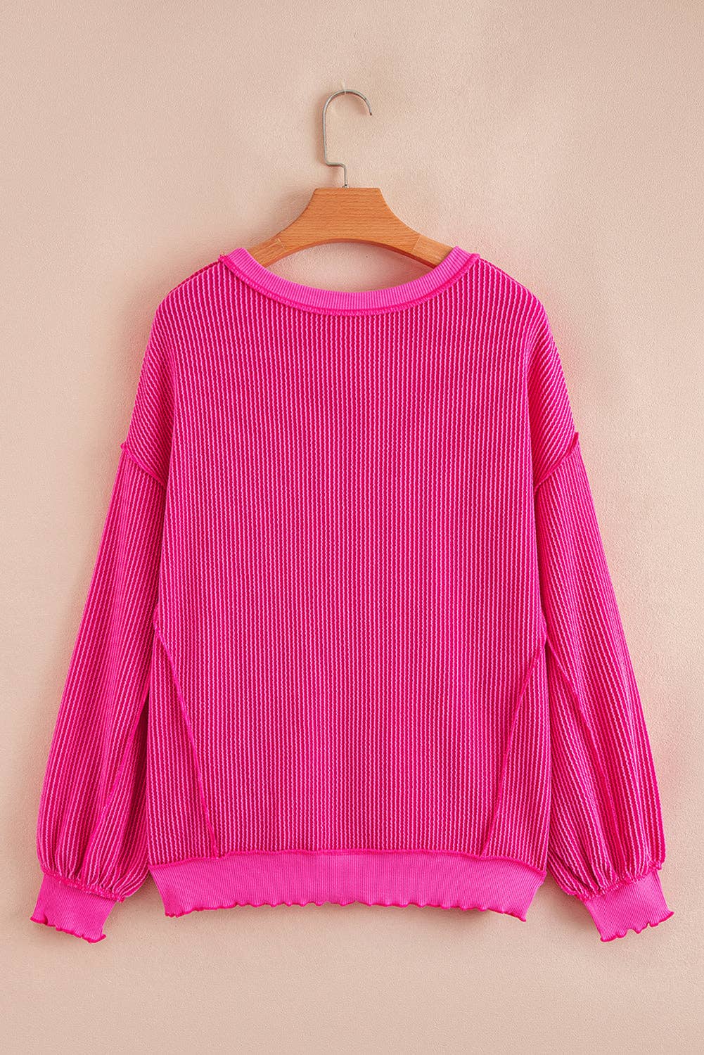 Rosa morango Topo Gráfico de Natal com Lantejoulas e Letra, Textura Canelada Torcida Rosa Morango para venda a revendedores na Faire3