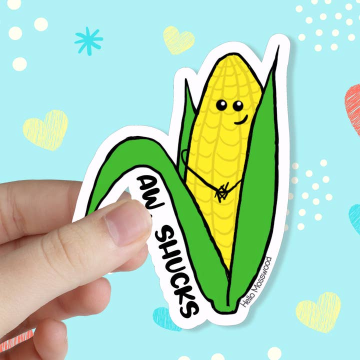 Aw Shucks Corn Vinyl Sticker for wholesale by Hello Mosswood