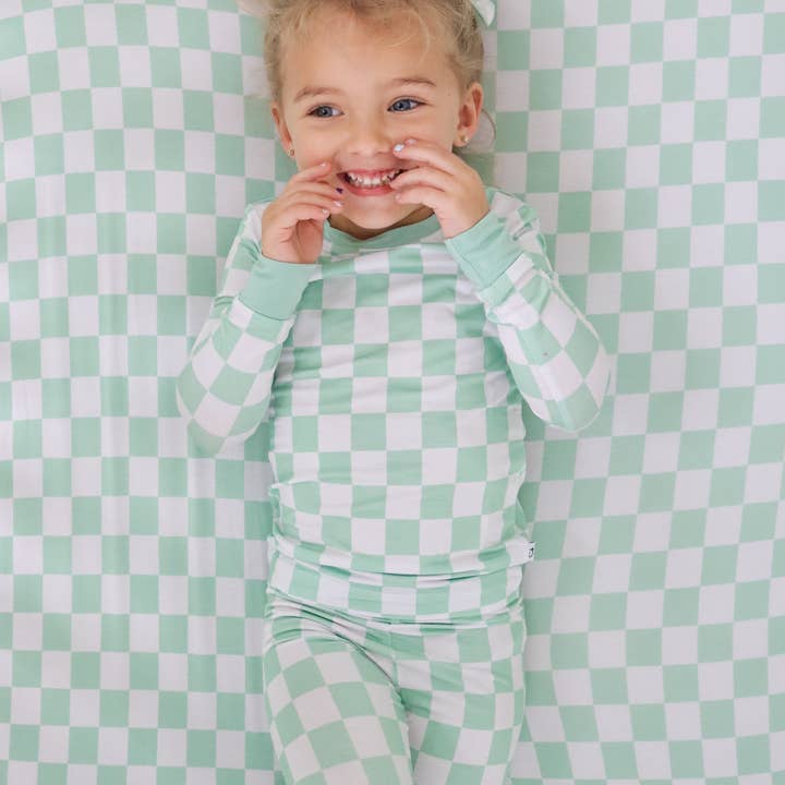 Dream Big Little Co. - Wholesale Cot/Crib Sheets - MINT CHECKERS DREAM CRIB SHEET5