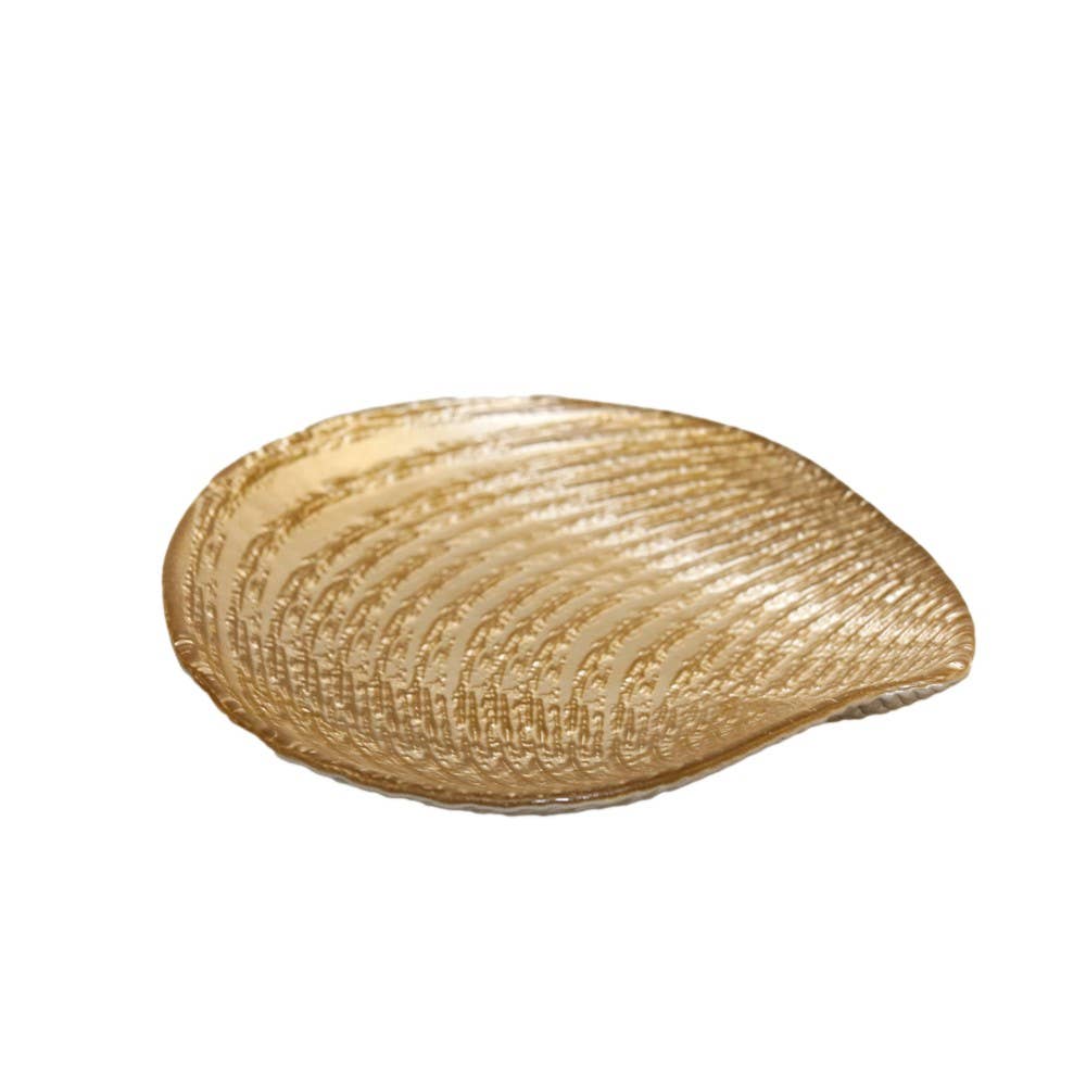 AULICA – wholesale Dekorativ tallrik/fat/skål – Gyllene snäckskål 21x19x2,5 cm0