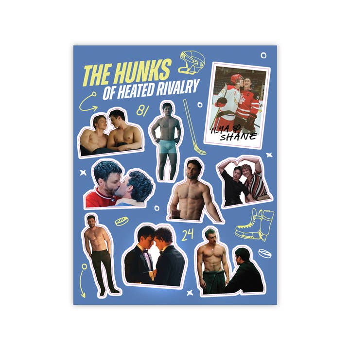 Hunks of Heated Rivalry Sticker Sheet for wholesale by The Little Gay Shop