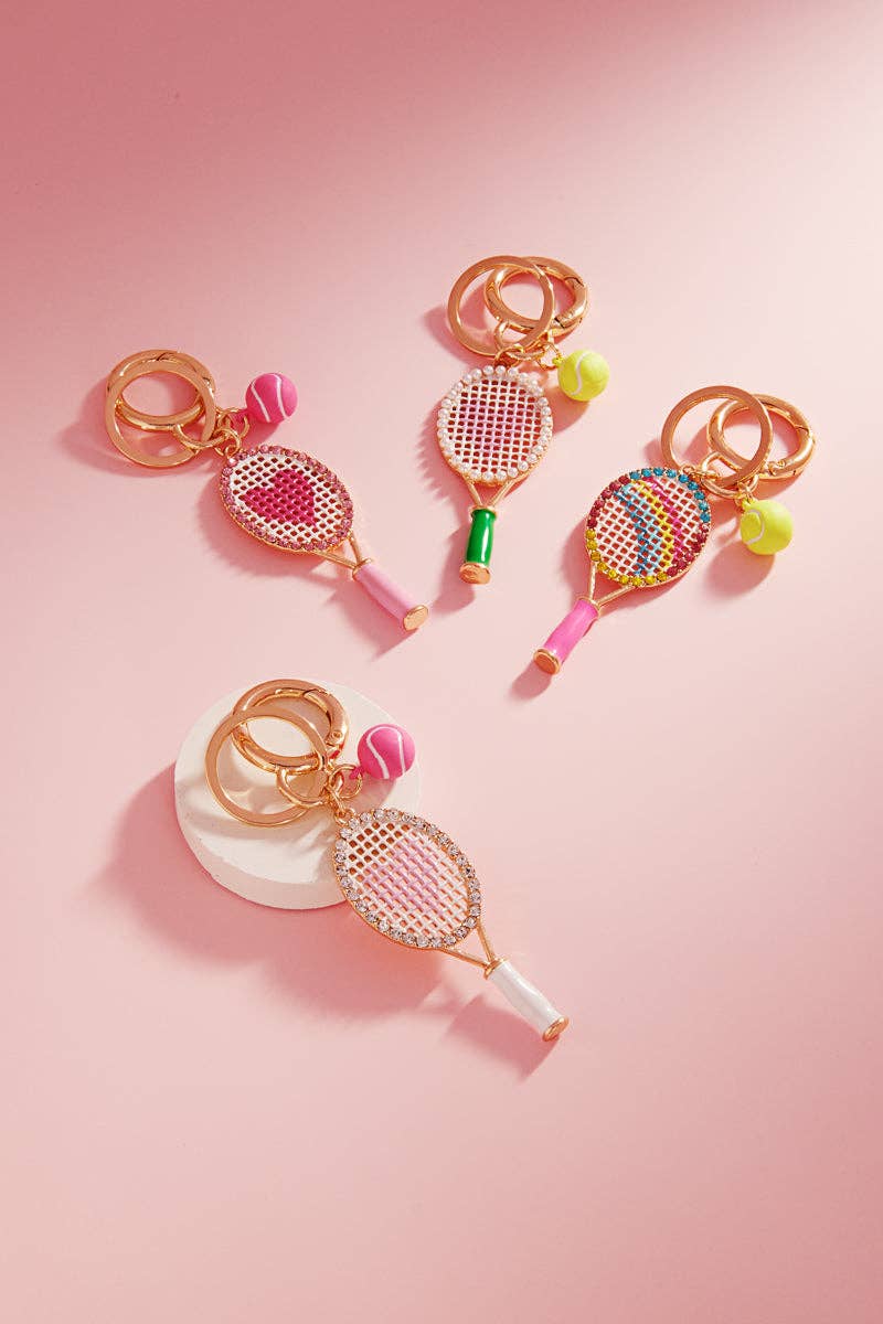 Verita Lane – Engroshandel Nøglering - Dame – Sports Tennis Ketcher Emalje m. Rhinestones Nøglering Nøglering3