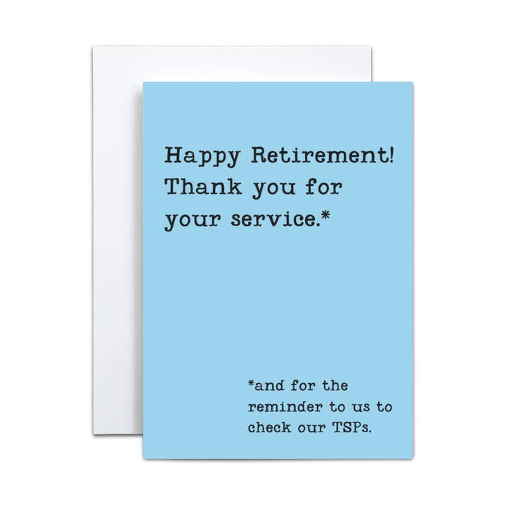 Bonne retraite TSP - Carte de vœux - 5x7 pour la vente par Federalisms