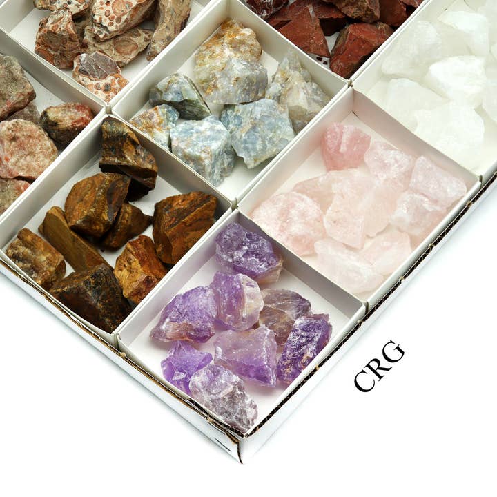 Crystal River Gems LLC - Wholesale Spiritual Stone/Crystal - 12 Stone Flat - Assorted Rough Gemstone/ 8 oz. Lots3