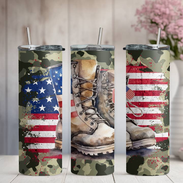 Military Combat Boots Make the Path 20oz/30oz Skinny Tumbler for wholesale by Honey Jar Creations