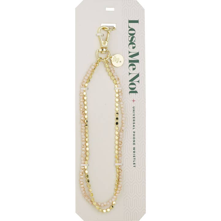 Lose Me Not: Gold Pink & Dotted Duo Chain Phone Wristlet for wholesale by Center Court