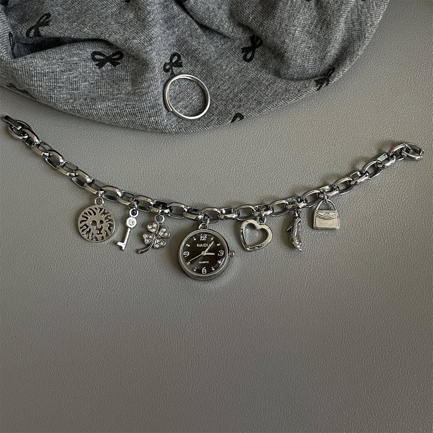 Dipped Shop - Wholesale Wrist Watch - Women's - Heart Pendant Charm Bracelet Quartz Watch DP25F7357