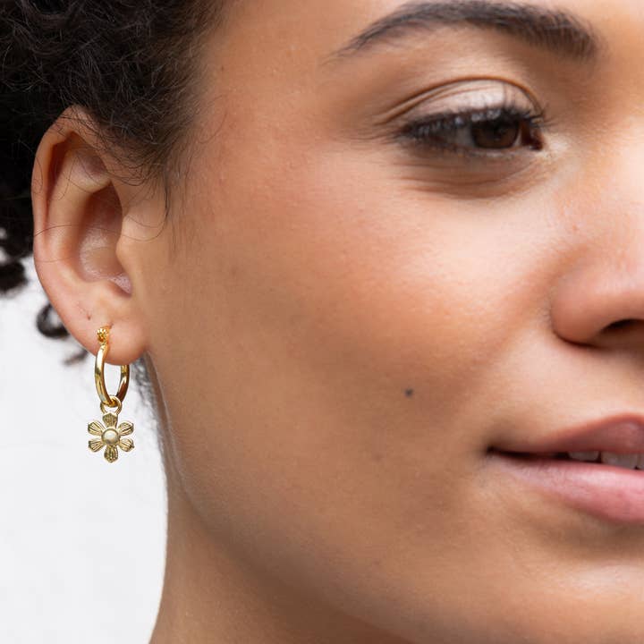 Scout Curated Wears - Wholesale Dangle Earrings - Interchangeable Charm Earring - Aqua Terra/Peace/Gold
