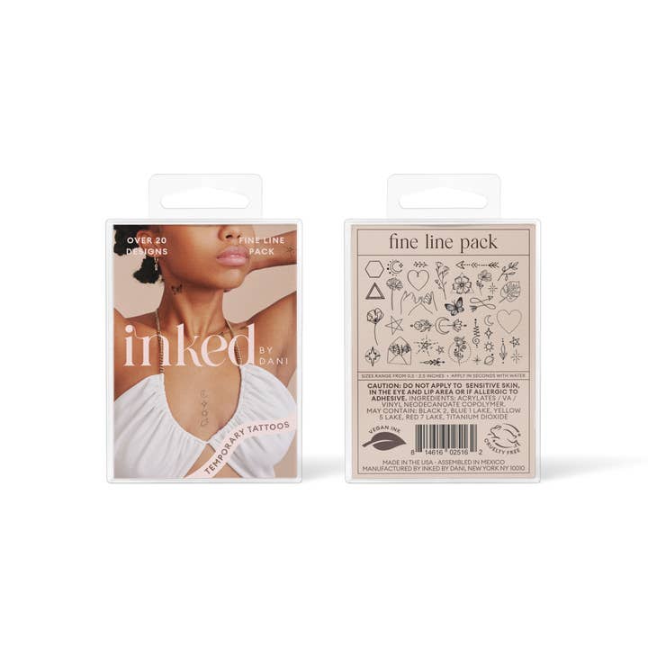 INKED by Dani - Wholesale Temporary Tattoo - Fine Line Temporary Tattoo Pack