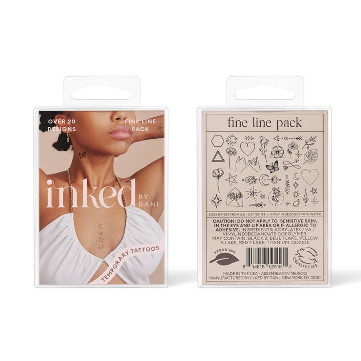 Fine Line Temporary Tattoo Pack for wholesale by INKED by Dani