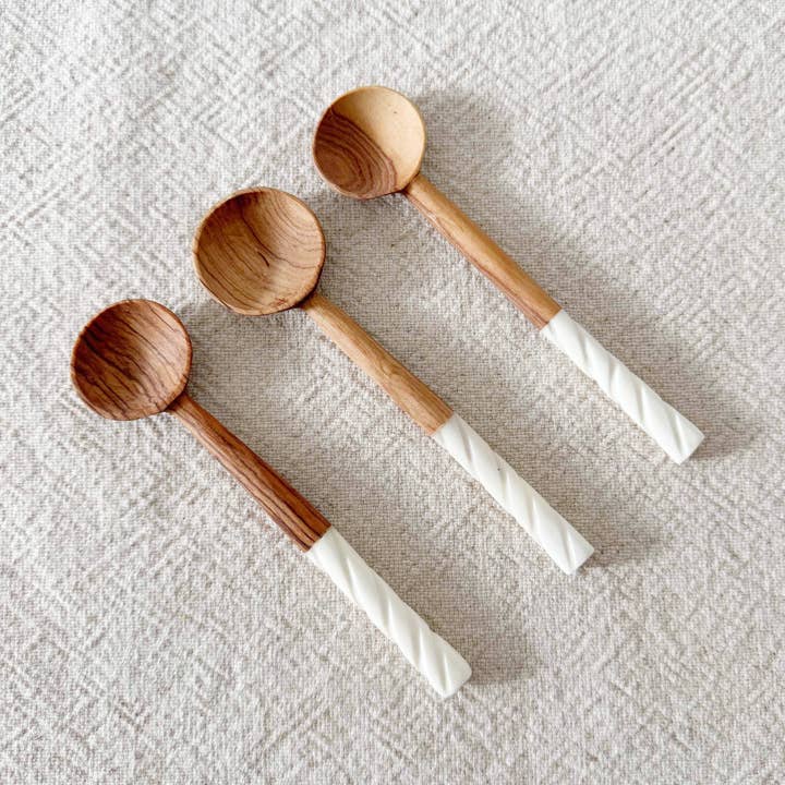 Amsha - Wholesale Kitchen Spoon - Olive Wood Hand-carved Spoon for Coffee & Salts7