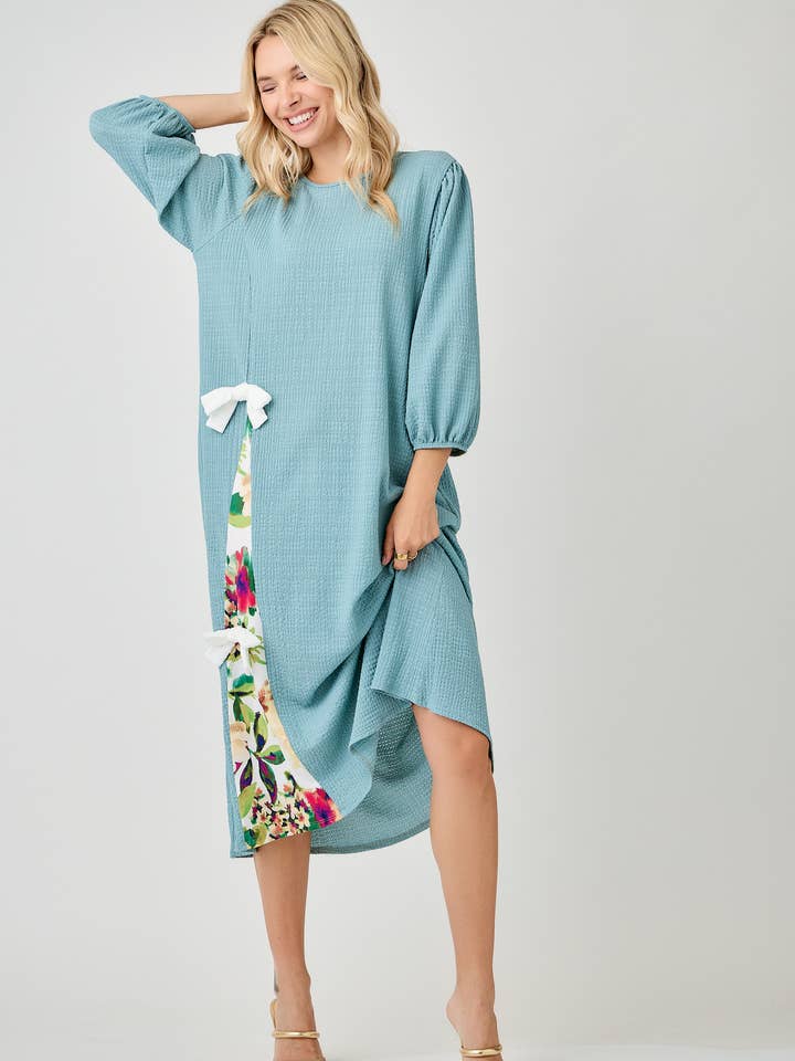 Celeste Clothing - Wholesale Dress - Women's - WOMEN'S MODEST SIDE BOW DRESS WITH PUFF SLEEVES AND POCKETS46