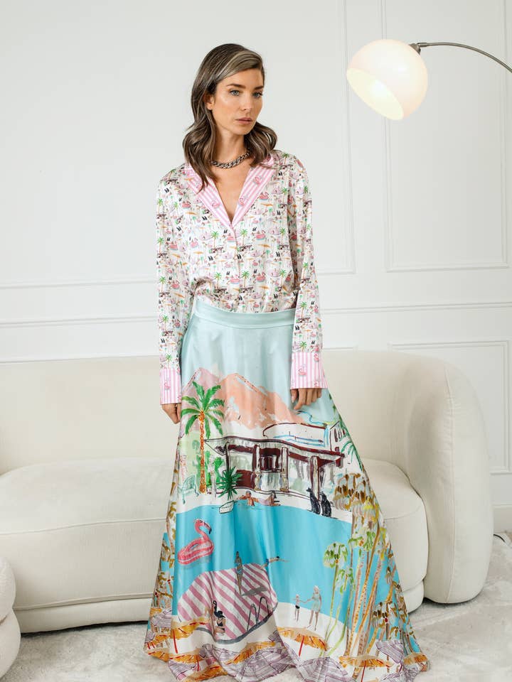 Maxi Skirt / "Pink Flamingo Club" for wholesale by Jessica Russell Flint