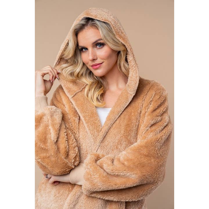 T25449 stevige bontjas met lange mouwen voor wholesale door White Birch