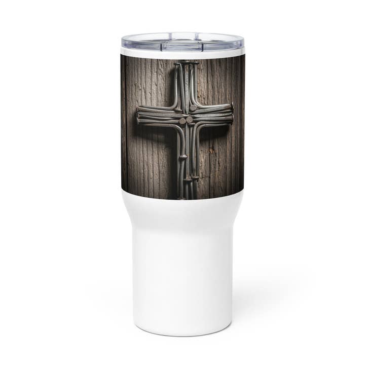 Nail Cross Travel mug with a handle for wholesale by Grow Your Faith