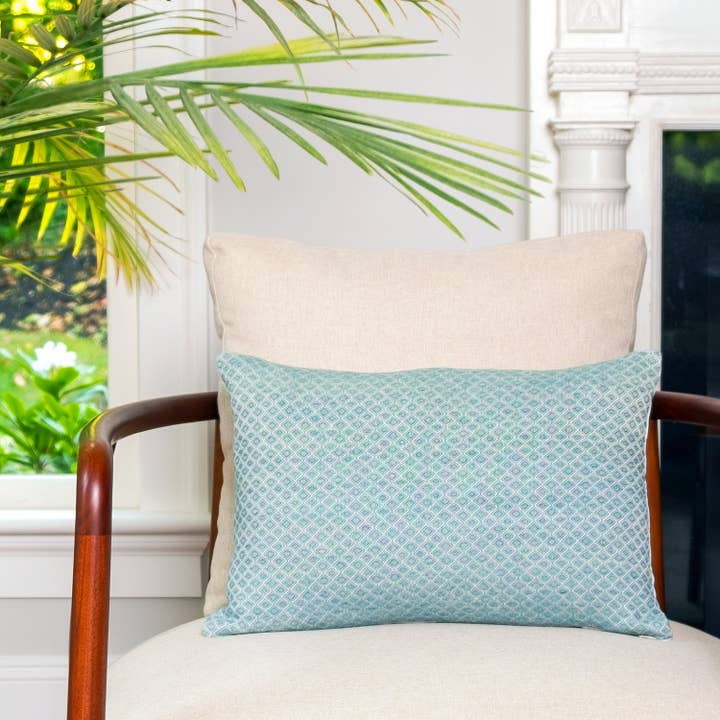 Green Diamond Lumbar Pillow for wholesale by Darling Spring