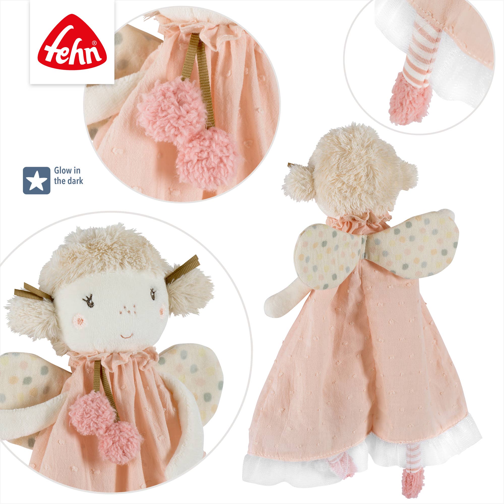 Fehn - Vente Couverture douillette – bébé - Doudou fée - aide au sommeil et compagnon câlin4