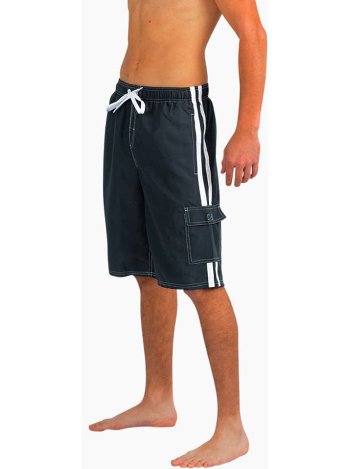 Eastern Off Price - Wholesale Swim Shorts - Men's - Norty Mens Cargo Swim Suit Trunks 39269 Charcoal