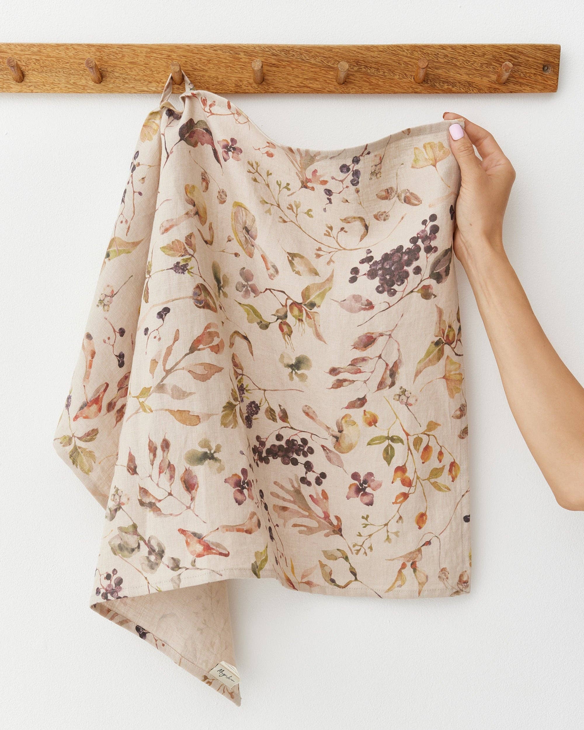 MagicLinen (We handle U.S. import procedures for you) – Toalha de chá por atacado – Pano de cozinha de linho com estampa de floresta de outono1