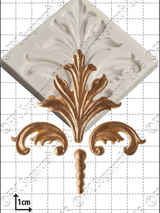 Moule en silicone damassé (moule) - 'Damask Scrolls' pour la vente par FPC Sugarcraft
