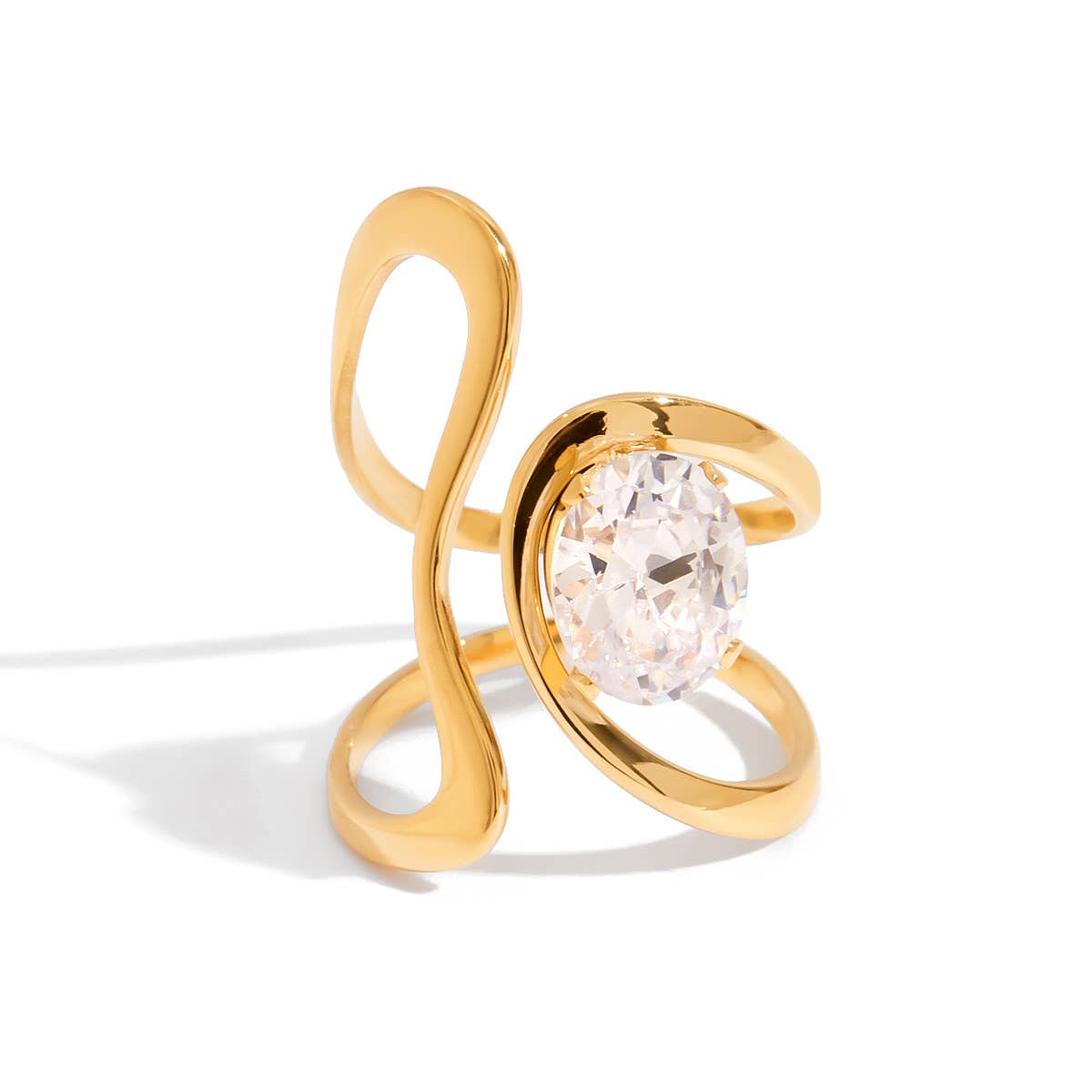 Savvy Bling - Venta al por mayor Anillos solitarios - Anillos de solitario geométricos impermeables0