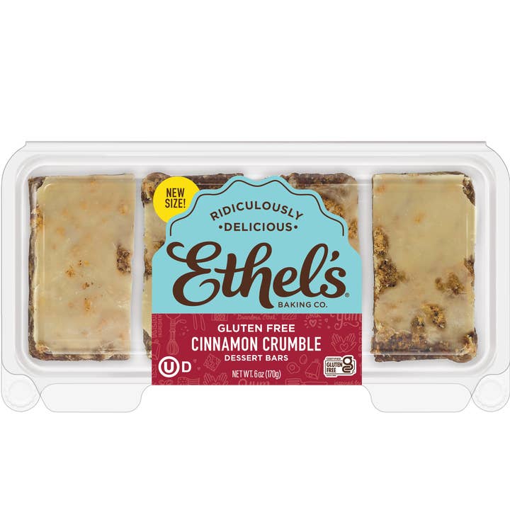 Cinnamon Crumble 4ct/6oz Dessert Bar Trays - 6ct cs for wholesale by Ethel’s Baking Company