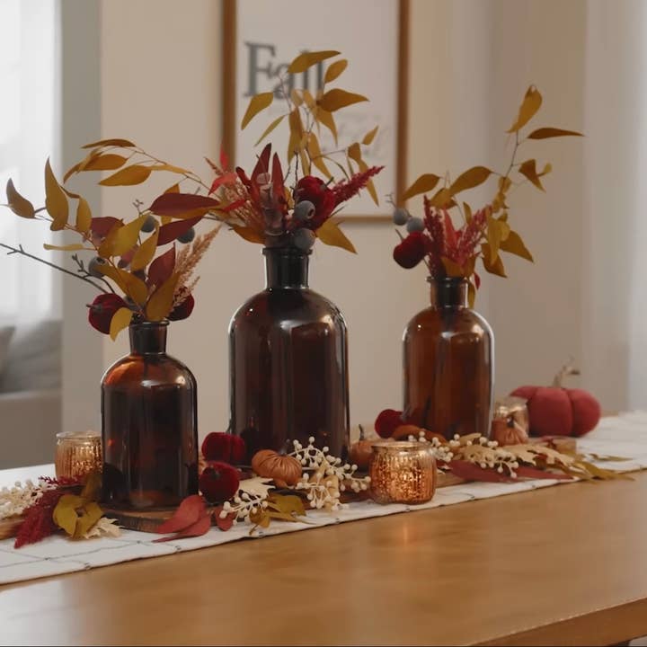 All Little Cute Things - Wholesale Vase - Large Apothecary Amber Glass Bottle Flower Vase, Centerpiece2