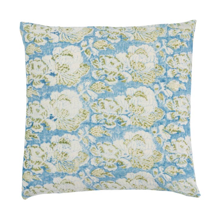 Alamwar - Wholesale Throw Pillow Cover - Cabbage Rose Cornflower Blue/Green Decorative Pillow Cover0