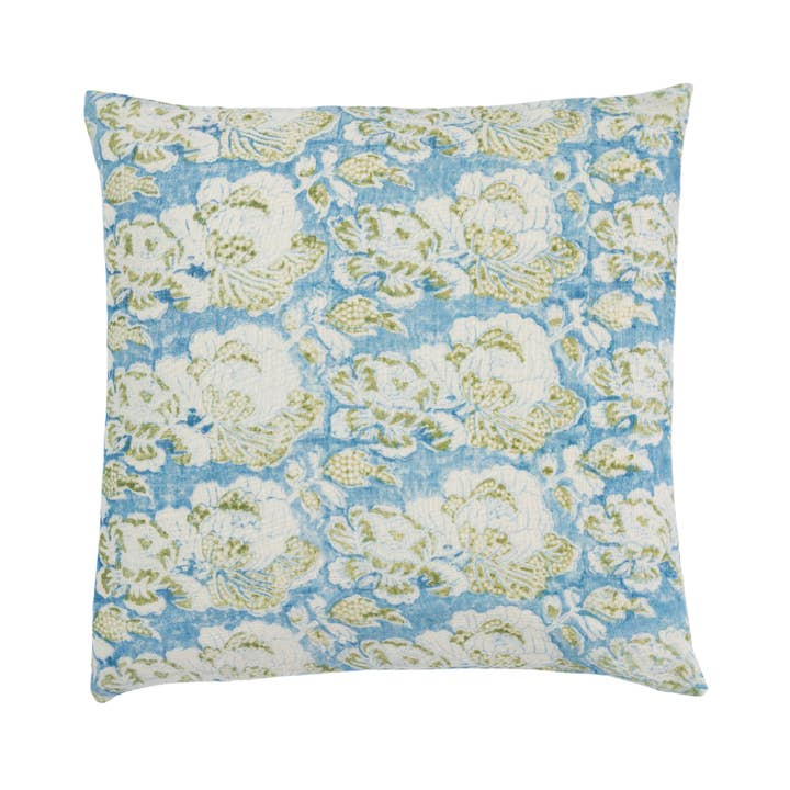 Alamwar - Wholesale Throw Pillow Cover - Cabbage Rose Cornflower Blue/Green Decorative Pillow Cover