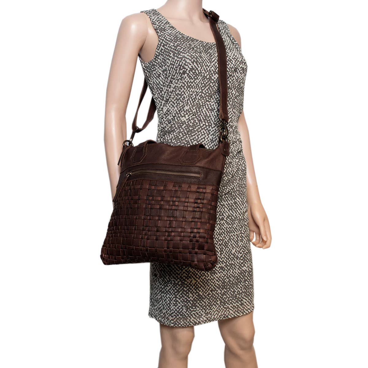 Arrigo - Wholesale Shoulder Bag - Women's - Braided Leather Leather Bag with a Short and a Long Handle1