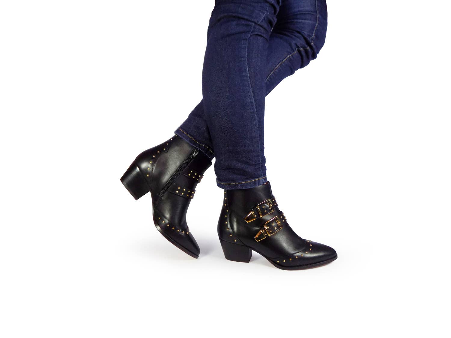 Jessy Black Leather Western Booties for wholesale on Faire1