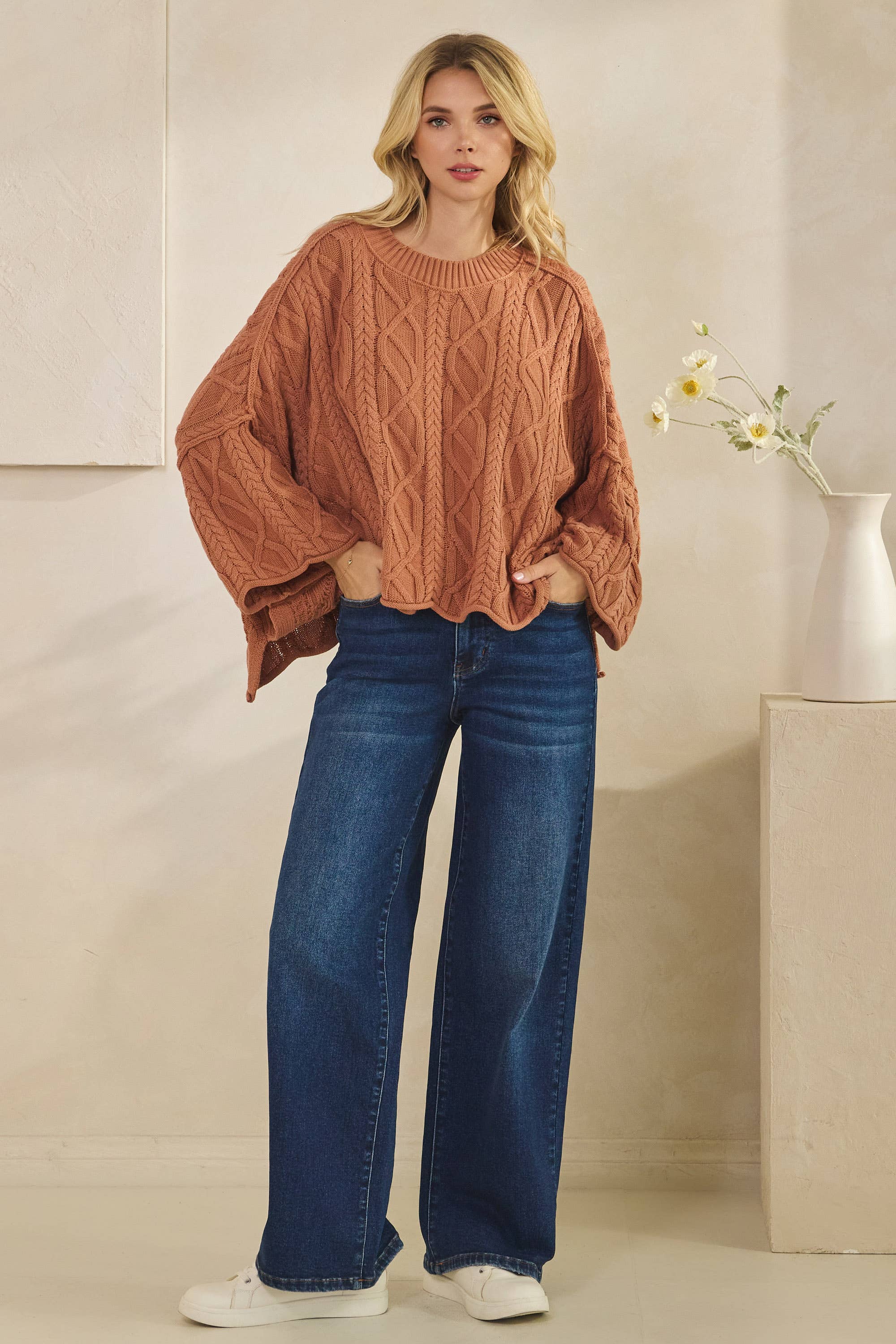 Tres Bien, Inc - Wholesale Knit Sweater - Women's - IT-10101-knitted sailors knot round neck l/s sweater7