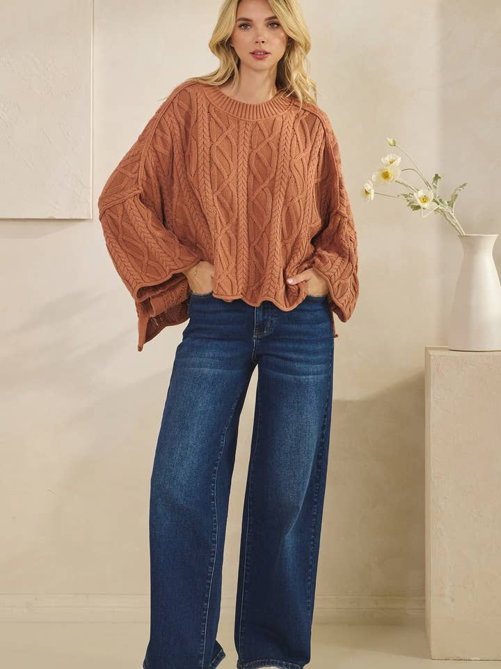 Tres Bien, Inc - Wholesale Knit Sweater - Women's - IT-10101-knitted sailors knot round neck l/s sweater7