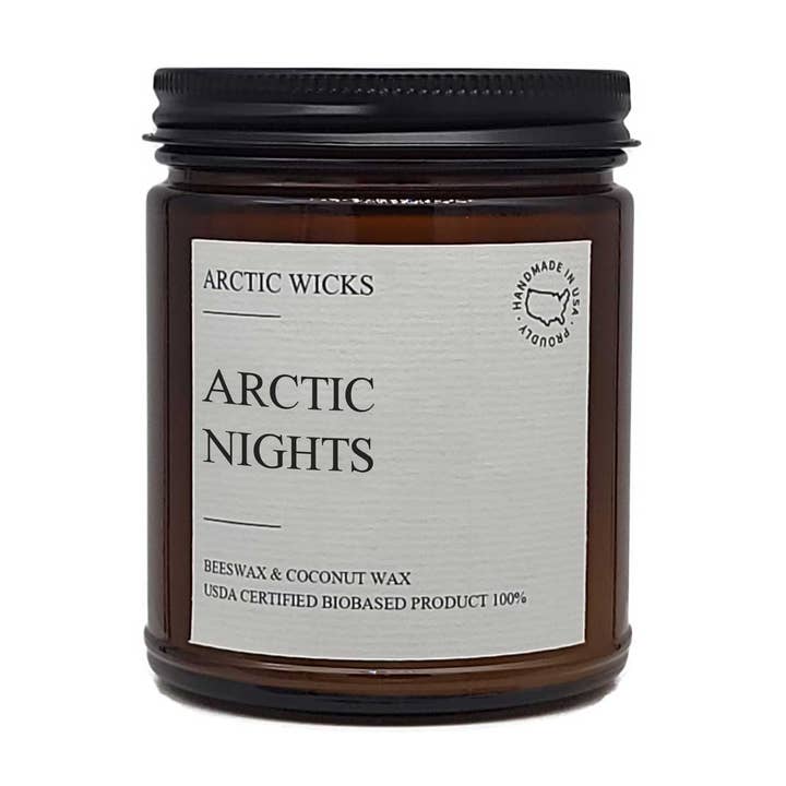 Arctic Wicks LLC - Wholesale Jar/Filled Candle - Arctic Nights Scented Candle | 7.2oz Natural Coconut & Beeswax