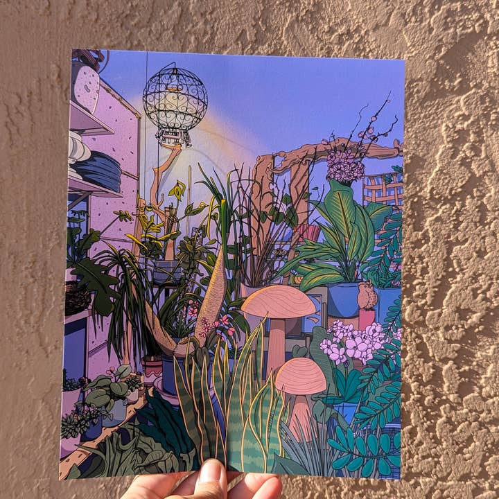 Plant Store At Night Art Print | Magic Hour Botanical Art for wholesale by Ham Eye Am