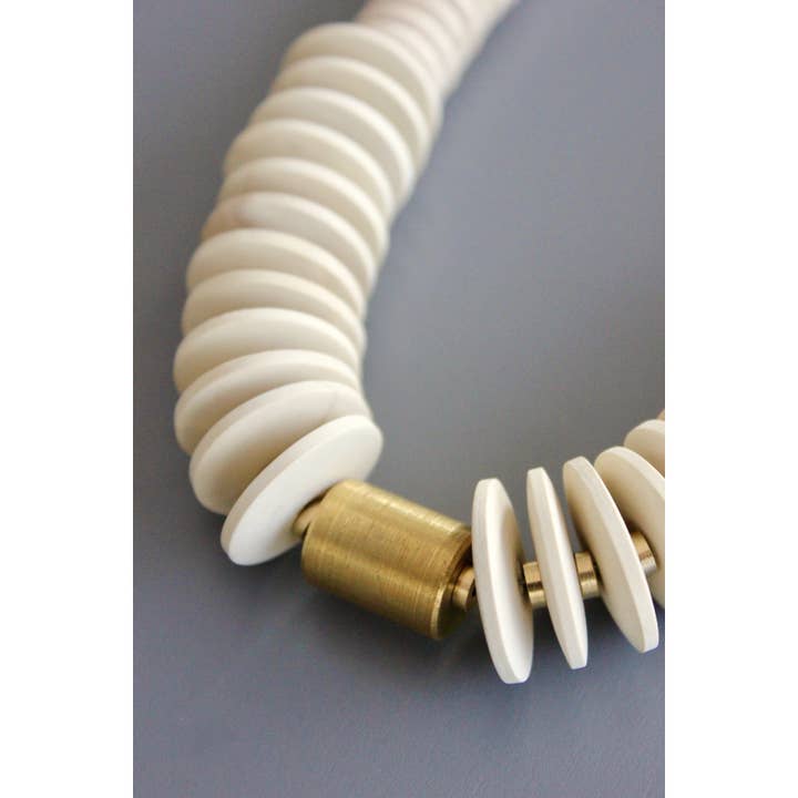 David Aubrey Jewelry - Wholesale Beaded/Pearl Necklace - BKN122 Brass, wood, and magnesite necklace2