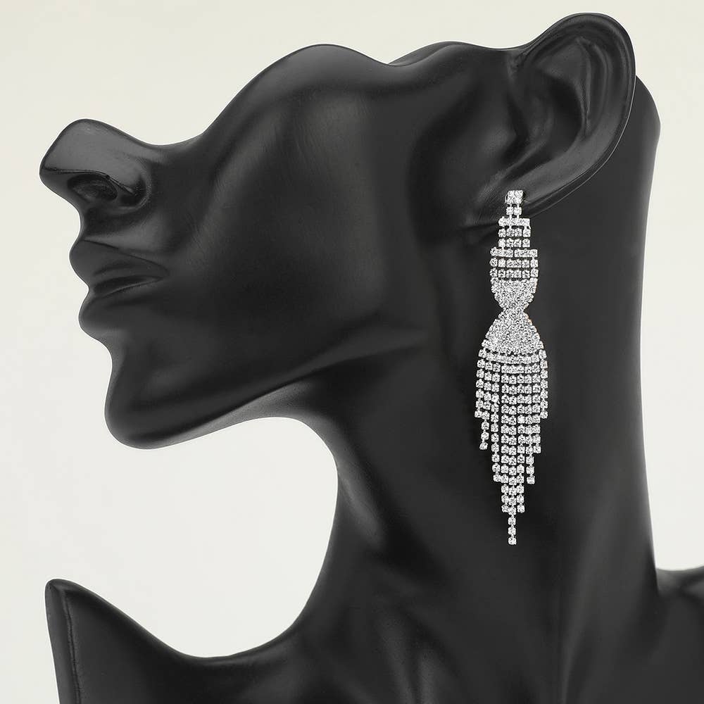 Sensibling Corp. - Wholesale Tassel Earrings - Rhinestone Tassel Fringe Evening Earrings1