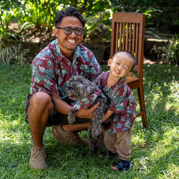 Balizen Direct from Bali - Wholesale Button Down Shirt - Kids - Button Down Scrappy Shirt | Burgundy3