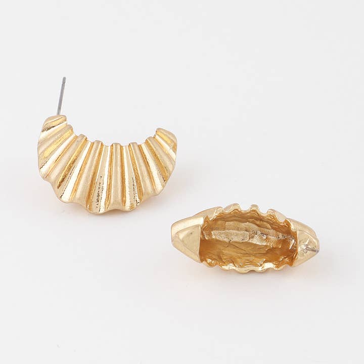 Crinkle Crescent Stud Earrings for wholesale by 3AM BY H&D ACCESSORIES