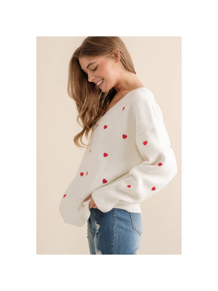 Sweet Generis - Wholesale Knit Sweater - Women's - HEART PATTERN BOXY KNIT PULLOVER SWEATER27