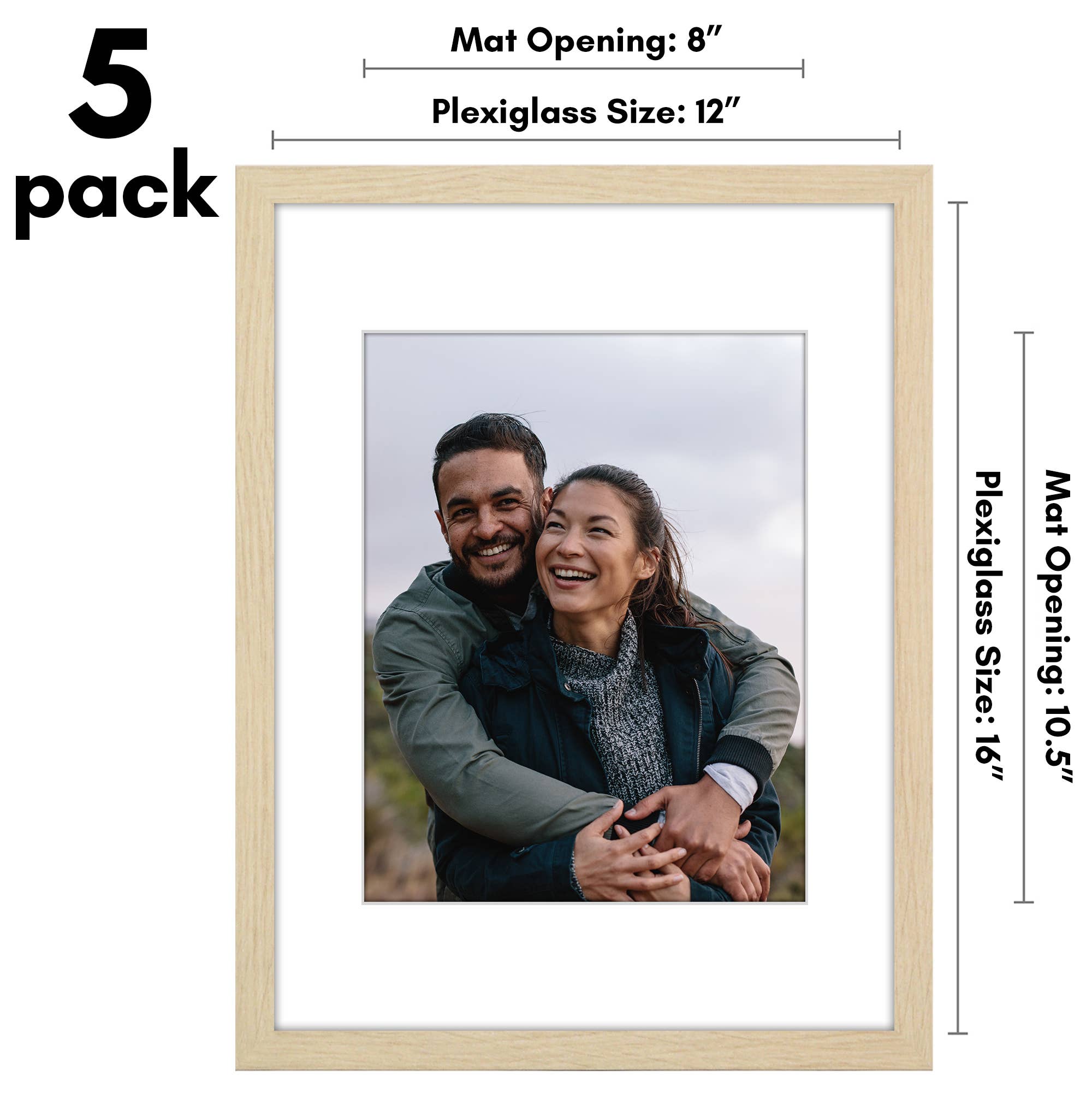 Americanflat - Wholesale Picture Frame - Americanflat 5 Pack Picture Frames With Mat Plexiglass Cover37