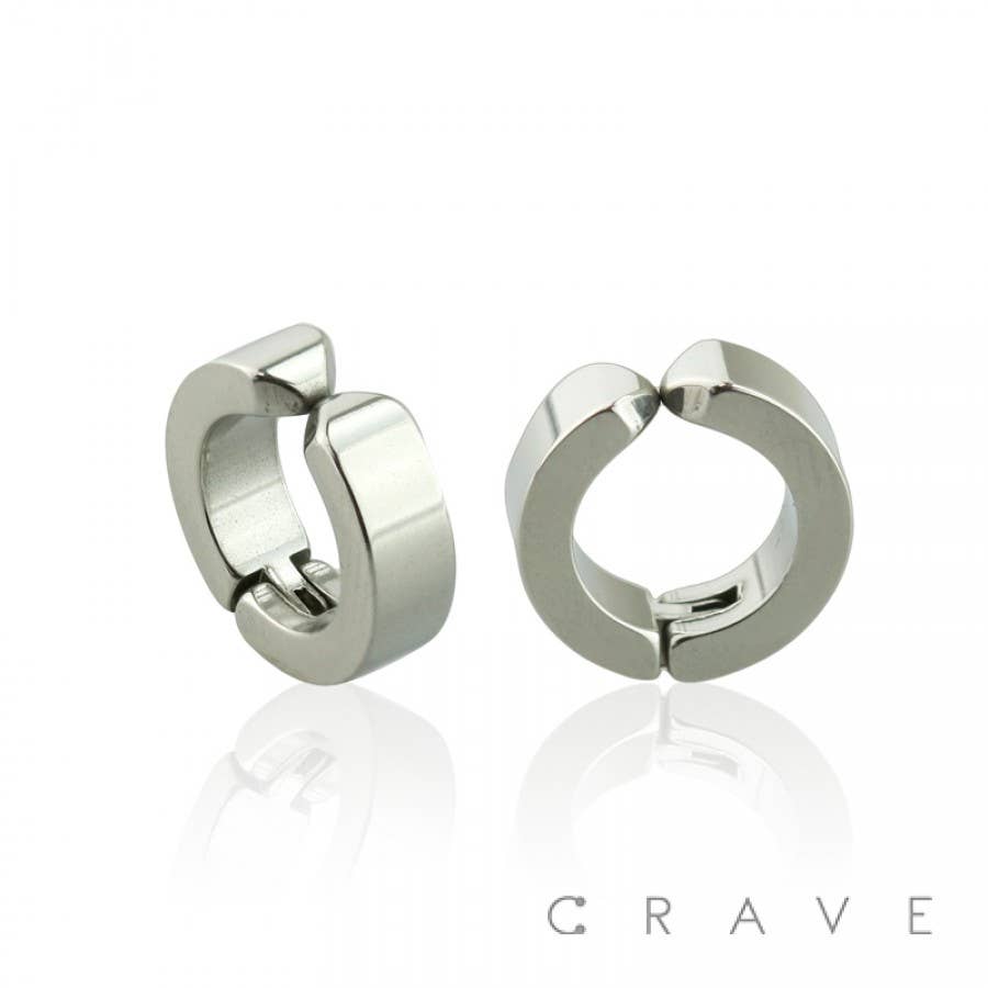 CRAVE - Wholesale Oorringen - PAAR ROESTVRIJSTALEN HOEPELOORBELLEN MET CLIP-ON UNISEKS VAN 4 MM BREED2