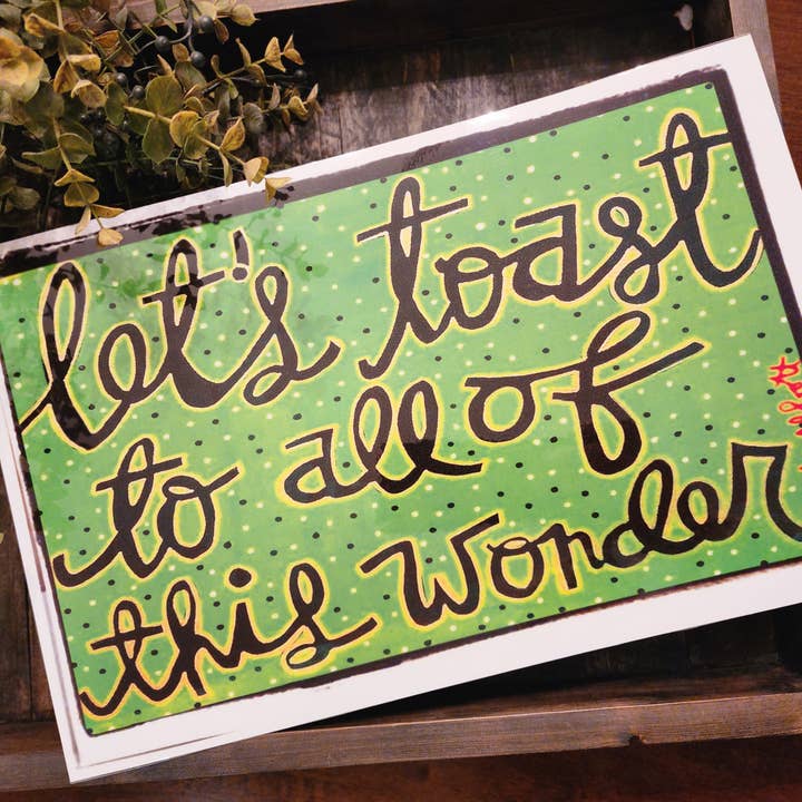 Inserto per vassoio da portata in acrilico Let's Toast per la vendita all'ingrosso da parte di Julie Abbott Art