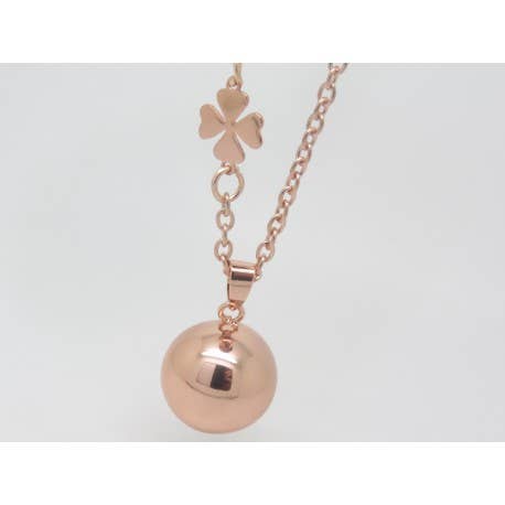 SMOOTH PREGNANCY NECKLACE ROSE GOLD CLOVER CHARM GIFT MOTHER-TO-BE GIFT, PREGNANCY GIFT F by Bm Creations for wholesale by F de Bm créations