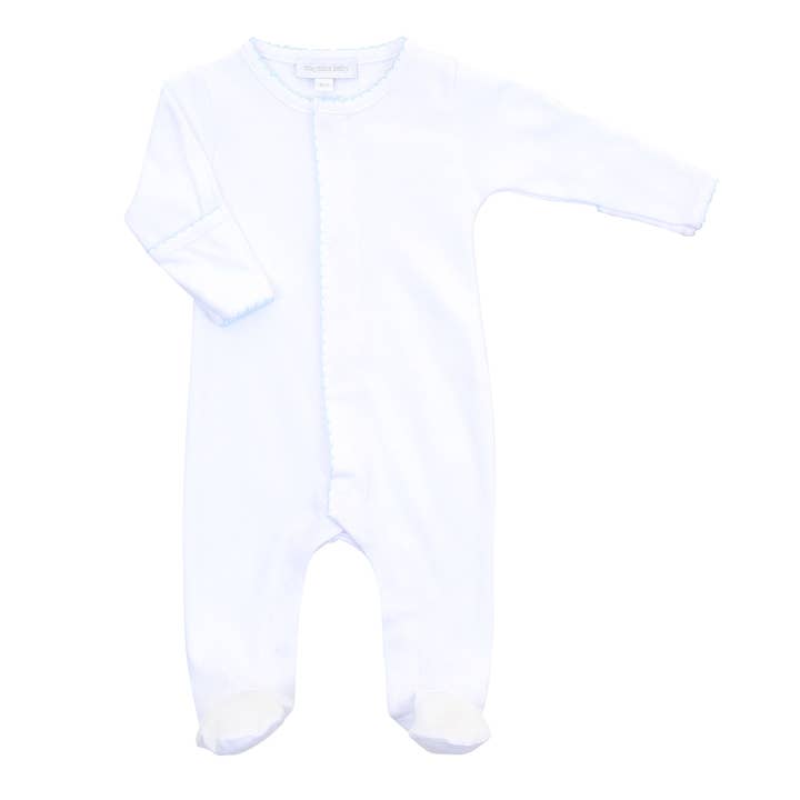 Magnolia Baby - Wholesale Sleepsuit - Baby - Solid Essentials White Blue Footie
