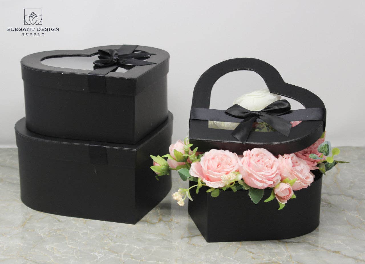 Elegant Design Supply - Wholesale Gift Box - Heart Shape box with Ribbon and Clear Lid0