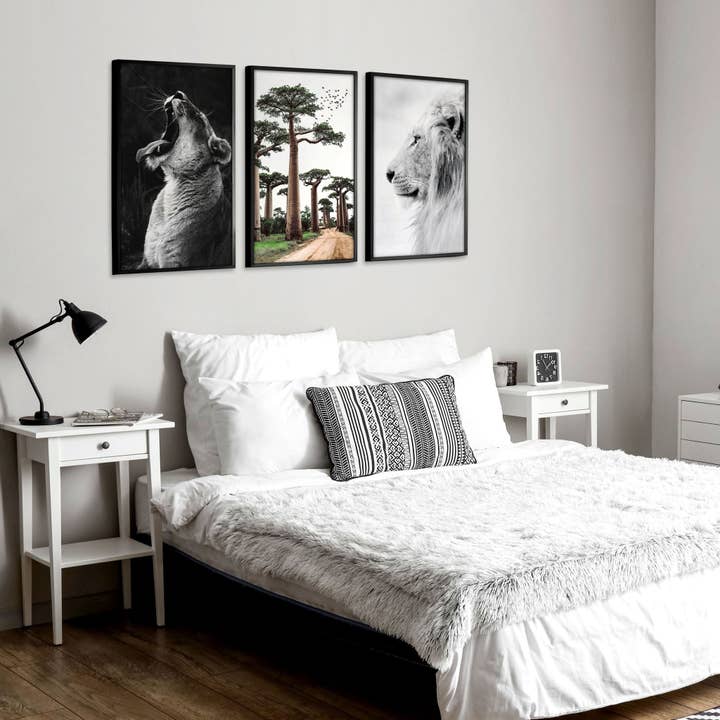 Safari Bedrooms | Set of 3 African Wildlife Wall art Prints for wholesale by About Wall Art